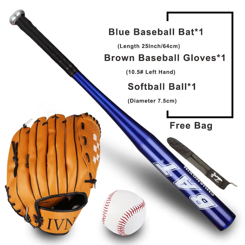 64Cm Baseball Bat Kit Kids Teenager Softball Ball Baseball Gloves Baseball Set with Bag Bat of the Bit Softball Bat 25"
