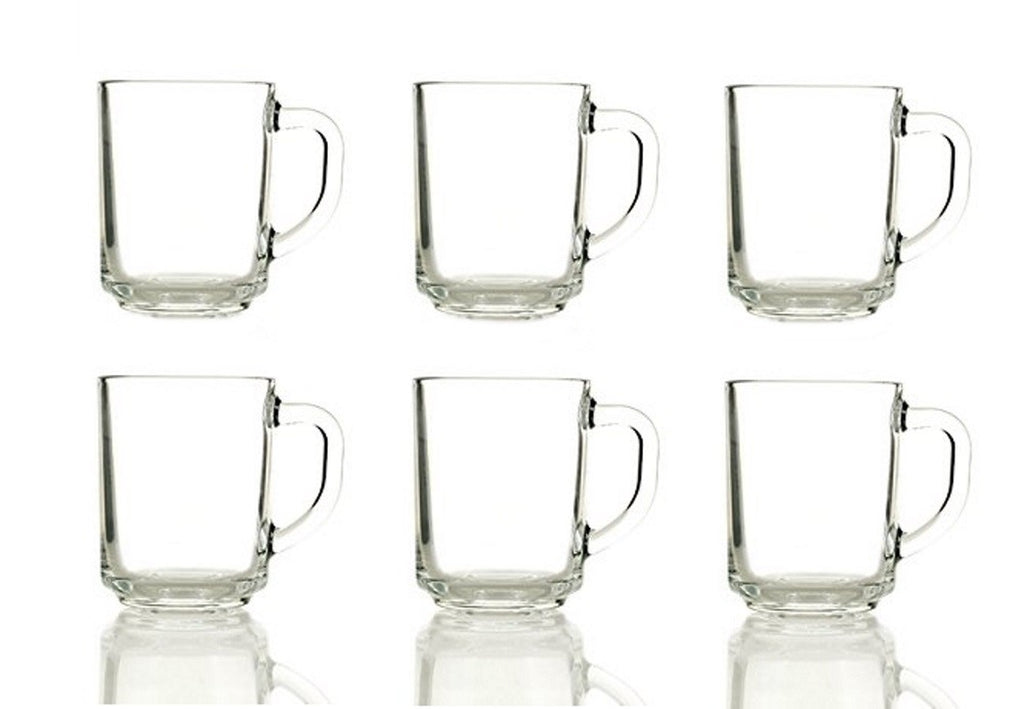 6 X CLEAR MUGS GLASSES TEA COFFEE MUG CAPPUCCINO GLASS CUPS HOT DRINK MUGS