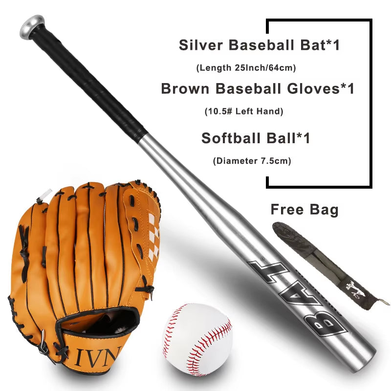 64Cm Baseball Bat Kit Kids Teenager Softball Ball Baseball Gloves Baseball Set with Bag Bat of the Bit Softball Bat 25"