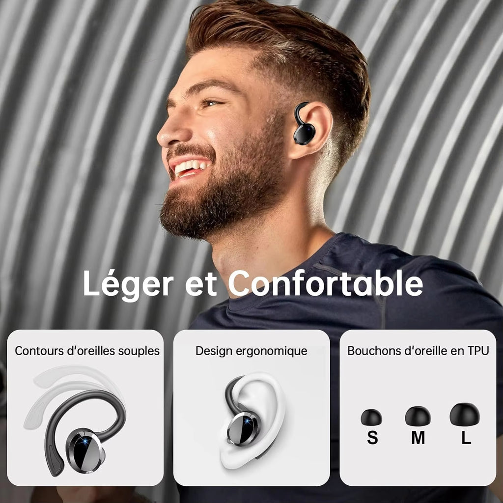 Wireless Earbuds, Bluetooth 5.3 On-Ear Headset, Noise Cancelling Mic, 48H Playtime Sports Headphones for Workout/Running.